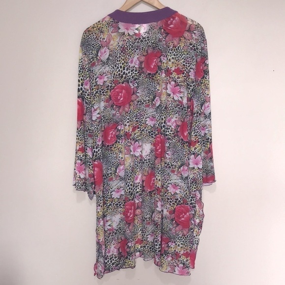 NWT Marallis Floral Lightweight Semi Sheer Half Sleeve Long Cardigan Size XXL - Picture 6 of 12